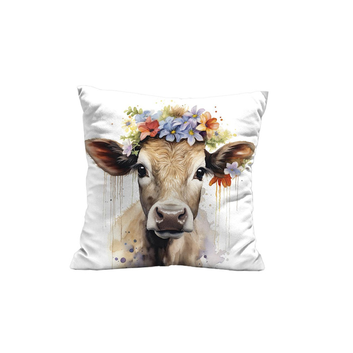 PILLOW 45X45 - WATERCOLOR COW - Upholstery velour - sewing set