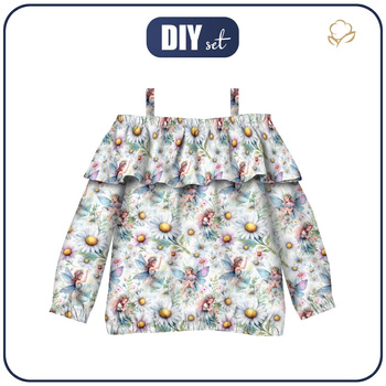 Bardot neckline blouse (VIKI) - FAIRY WORLD pat.7  - sewing set - 98-104
