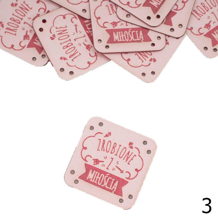 Cedulka  ''ZROBIONE Z MIŁOŚCIĄ'' 3x3cm - barva na výběr