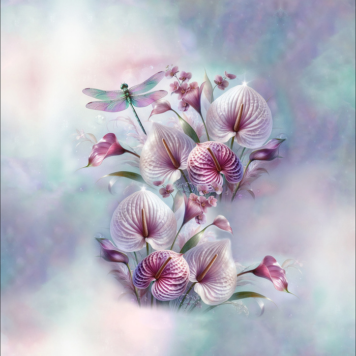 PASTEL BLOOM WZ. 4 - panel (60cm x 50cm) Potahový velur