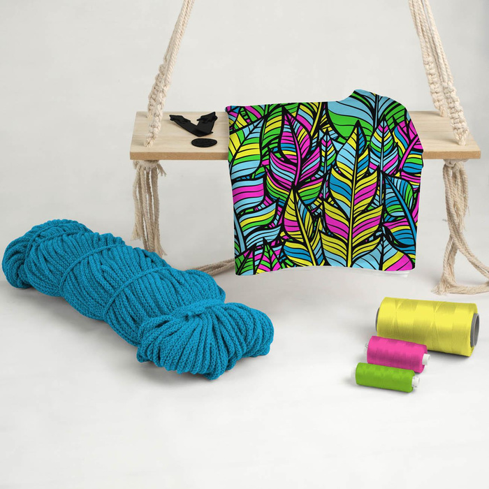 NEON LEAVES - single jersey with elastane 