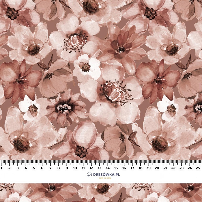 FLOWERS wz.1 / Mocha Mousse  - looped knit fabric