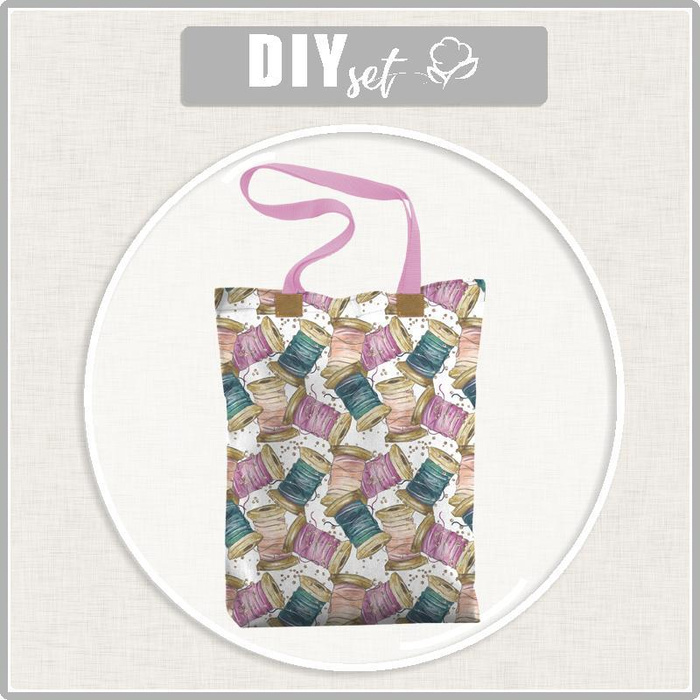 SHOPPER TASCHE - BUNTE SPULEN - Baumwoll Webware - Nähset
