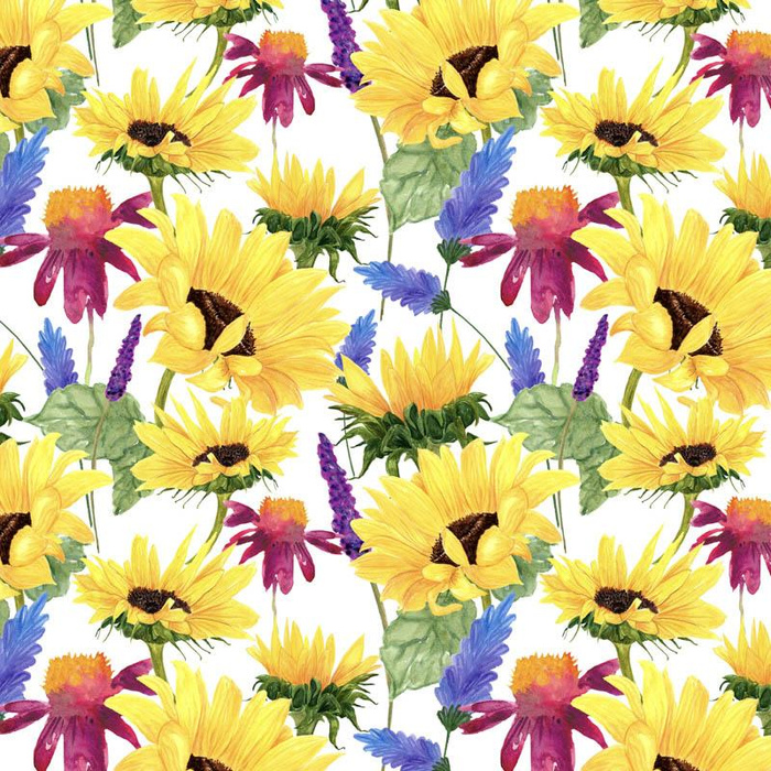 SONNENBLUMEN Ms. 4 (BLÜHENDE WIESE) - Baumwoll Webware