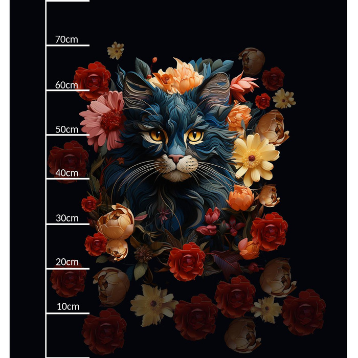 ANIMALS MANDALA wz.7 (cat) - panel (75cm x 80cm)  Hydrophober angerauter Wintersweat