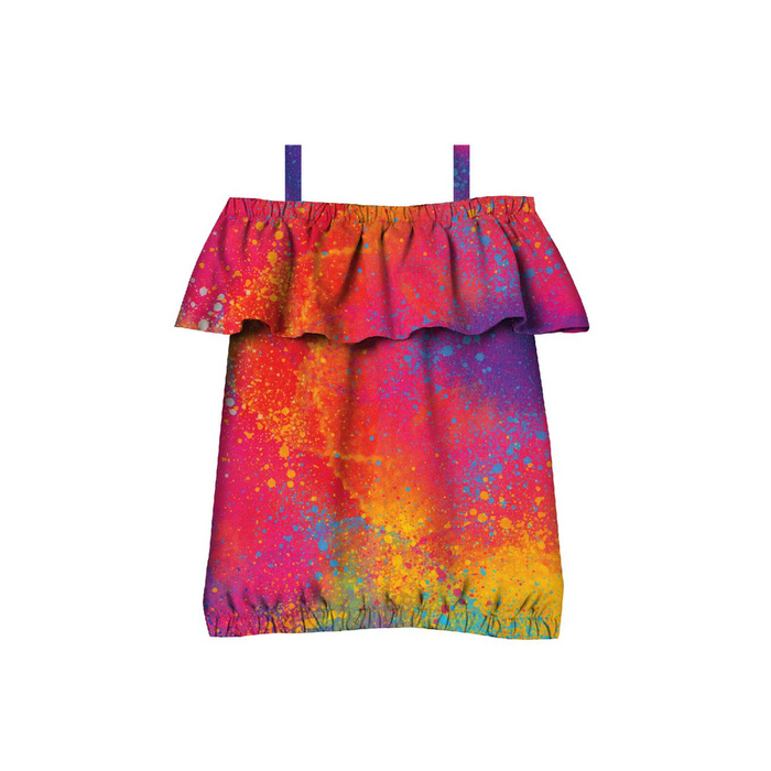 Bardot neckline blouse (SARA) - COLORFUL SPECKS - sewing set - 122-128