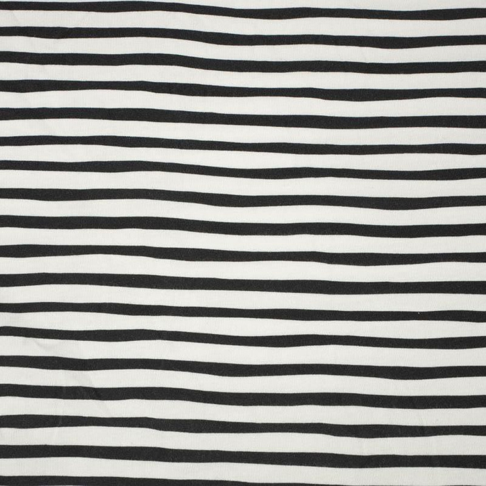 STRIPES - BLACK AND WHITE (BIRDS IN LOVE) - looped knit fabric