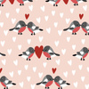BIRDS IN LOVE PAT. 2 / light pink (BIRDS IN LOVE) - Cotton woven fabric