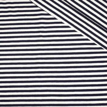 PRUHY TMAVOMODRÁ / BÍLÁ 0,5 cm x 0,5 cm - VISCOSE JERSEY