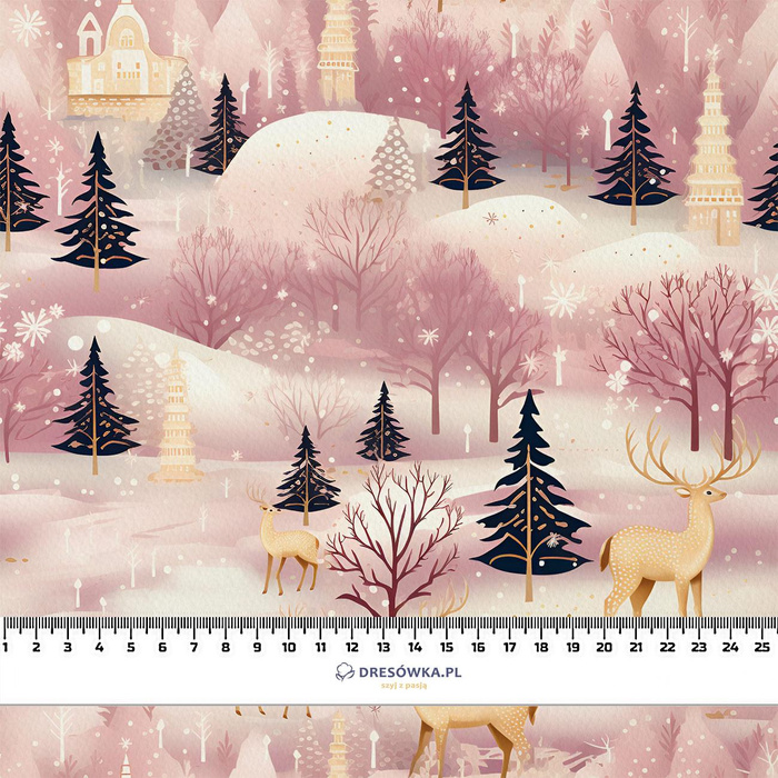 Pink Vintage Christmas wz. 1 - French Terry mit Elasthan