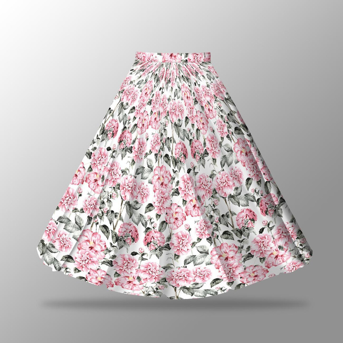 PINK PEONIES pat. 3 - skirt panel "MAXI"