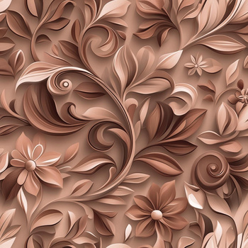 FLOWERS WZ.2/ Mocha Mousse  - Baumwoll Webware