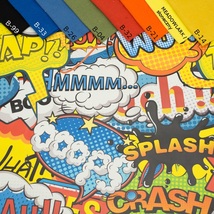 COMICS - Laminated knit fabric 50x60 cm