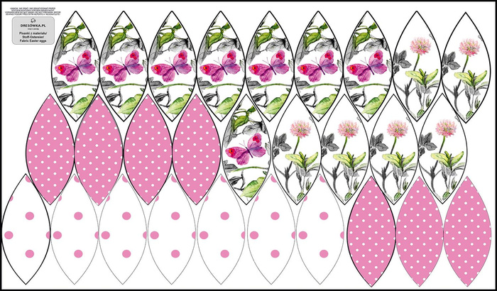 7 EASTER EGGS SEWING SET - MEADOW / butterflies