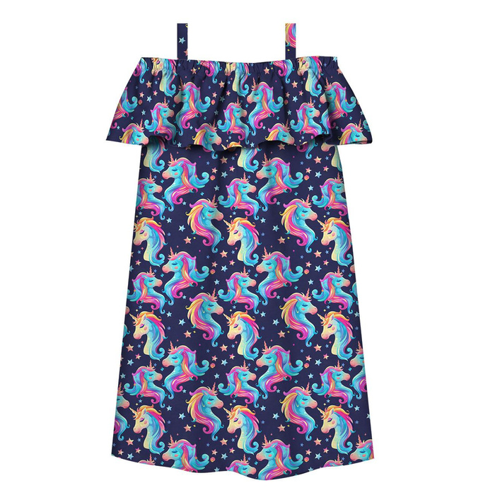 Bardot neckline dress (LILI) - FAIRY WORLD wz.1 (UNICORN) - sewing set - 134-140