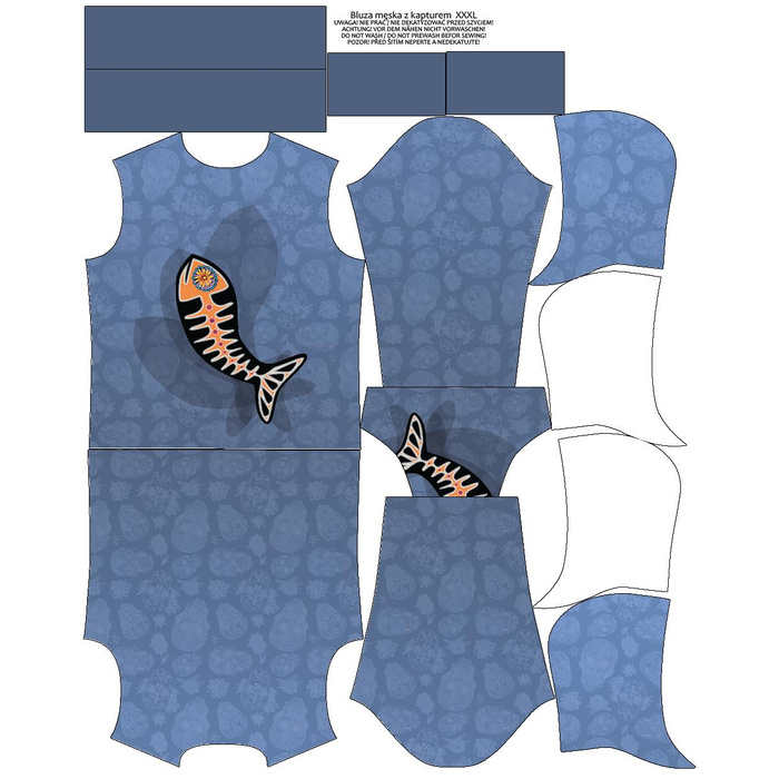 MEN’S HOODIE (COLORADO) - FISH LUIS (DIA DE LOS MUERTOS) - sewing set S