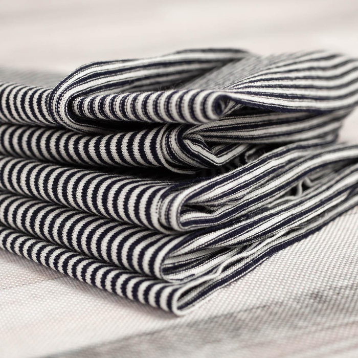 Viskose Jersey - STREIFEN DUNKELBLAU  / WEIß 0,2cm x 0,2cm