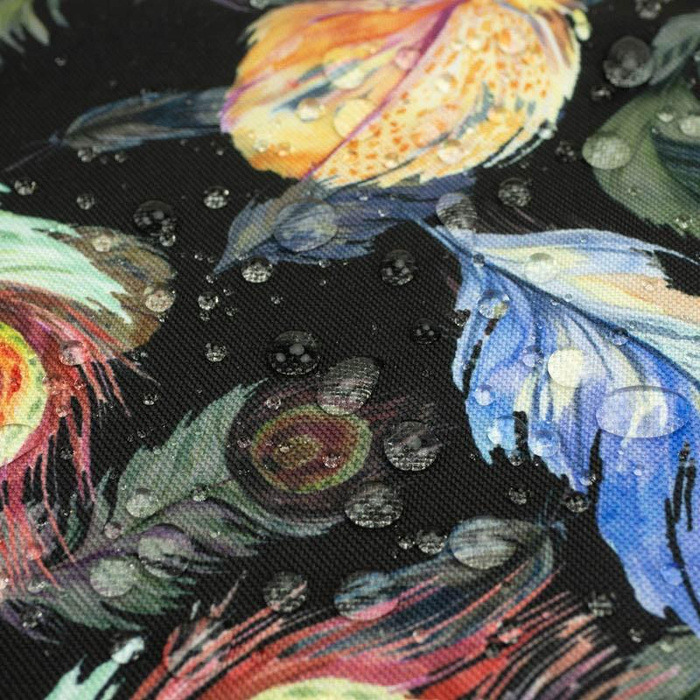 PAWIE PIÓRKA / czarny - tkanina wodoodporna