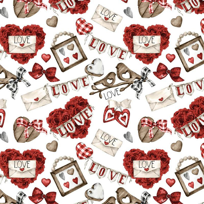 VALENTINE'S MIX PAT. 2 (CHECK AND ROSES) - single jersey with elastane 