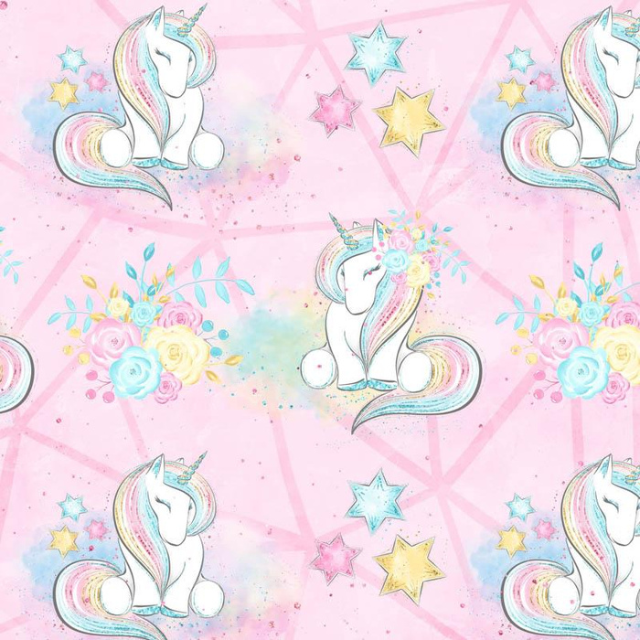 UNICORNS AND FLOWERS pat. 2 (WONDERLAND) - Waterproof woven fabric