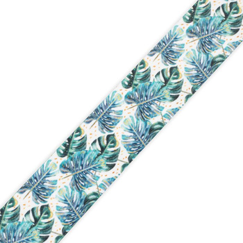 Smooth tape - MONSTERA pat. 4 (white) / Choice of sizes