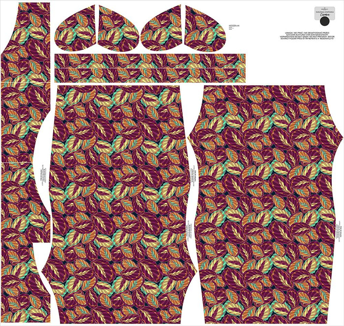 DRESS "CARMEN" - PURPLE LEAVES - sewing set