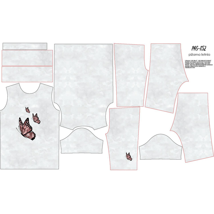 CHILDREN'S PAJAMAS "ADA" - BUTTERFLY pat. 3 (GLITTER BUTTERFLIES) - sewing set