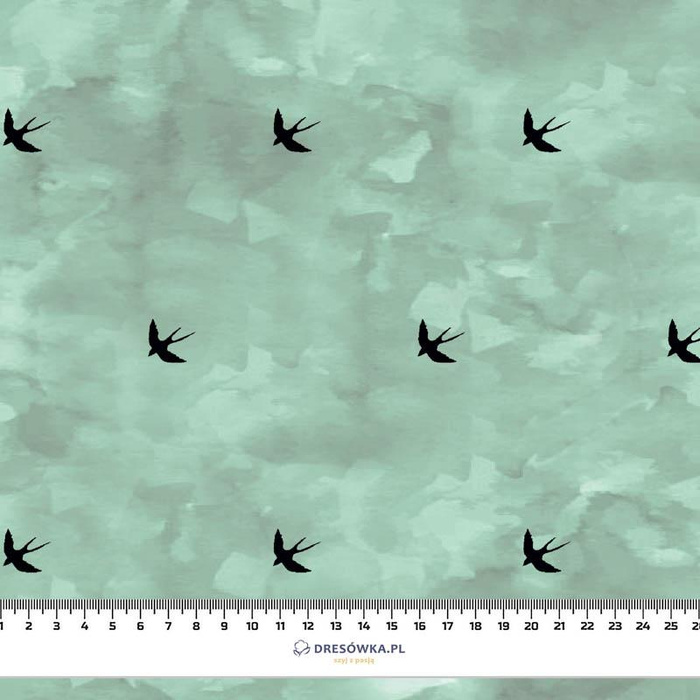 SWALLOWS (minimal) / CAMOUFLAGE pat. 2 (modern mint) - single jersey with elastane