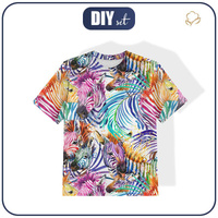 DZIECIĘCY T-SHIRT- TĘCZOWE ZEBRY- single jersey (140-146)