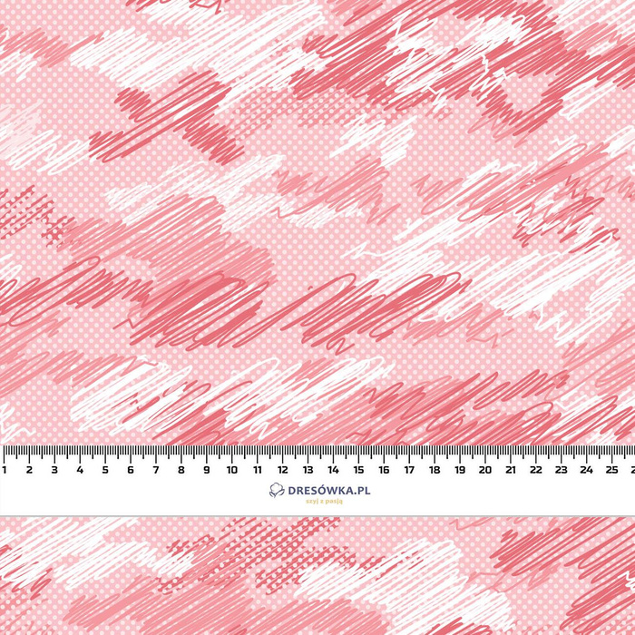 CAMOUFLAGE - scribble / red - looped knit fabric