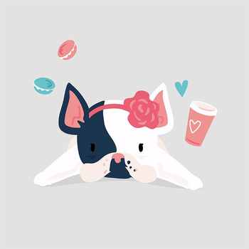 Sleeping dog (J'adore Paris) / peach  - panel