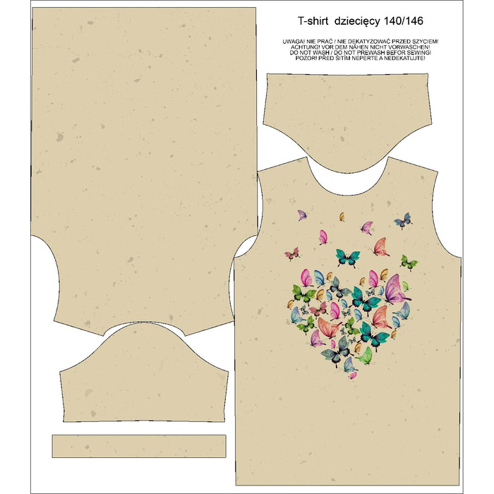 KID’S T-SHIRT - HEART BUTTERFLIES / beige - Single Jersey (104/110)