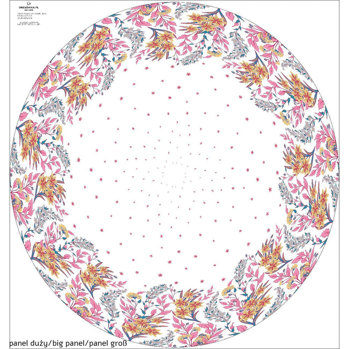 FLOWERS (pat. 7) / white -  big circle skirt panel 