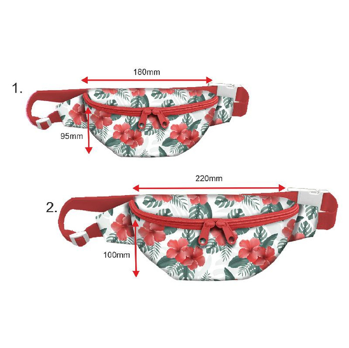 HIP BAG - HIBISCUS Pat. 2 / red - big