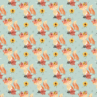 FOXES MIX 2 / mint (FOXES AND PUMPKINS)