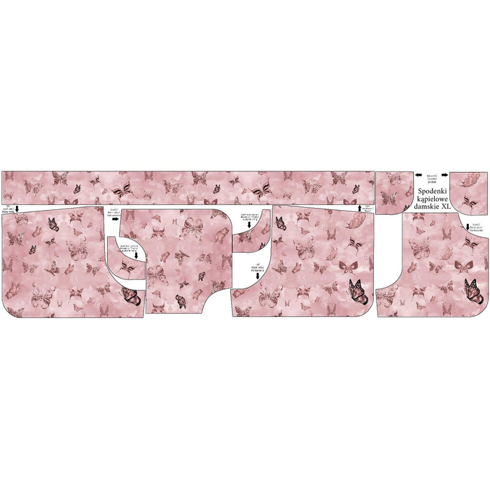 Damen Badeshorts - SCHMETTERLINGE (GLITTER SCHMETTERLINGE) / CAMOUFLAGE m. 2 (rosenquarz) S