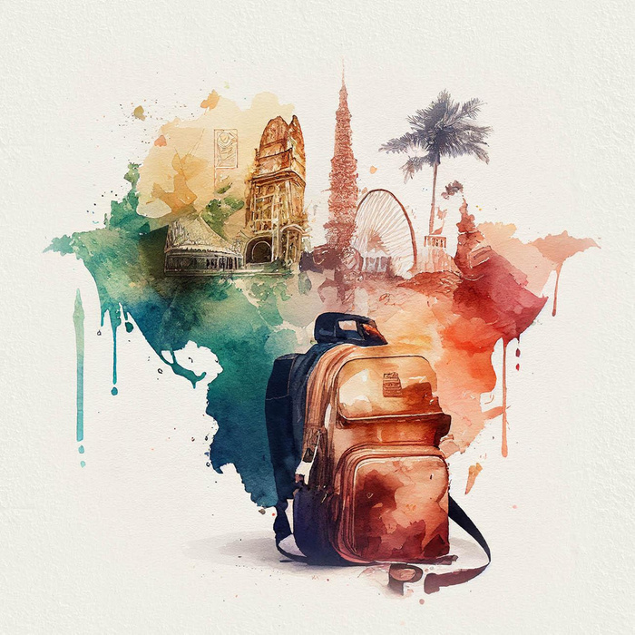 TRAVEL TIME MS. 6 - Panel (75cm x 80cm) SINGLE JERSEY PANEL