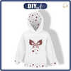 DZIECIĘCA BLUZA Z KAPTUREM - MOTYL wz. 6 (BROKATOWE MOTYLE) - dzianina pętelkowa (110/116)