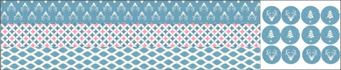 SLAVNOSTNÍ VĚNEC - VÁNOČNÍ STROMEK S HVĚZDAMI/ ACID WASH - modrý - Sada šití