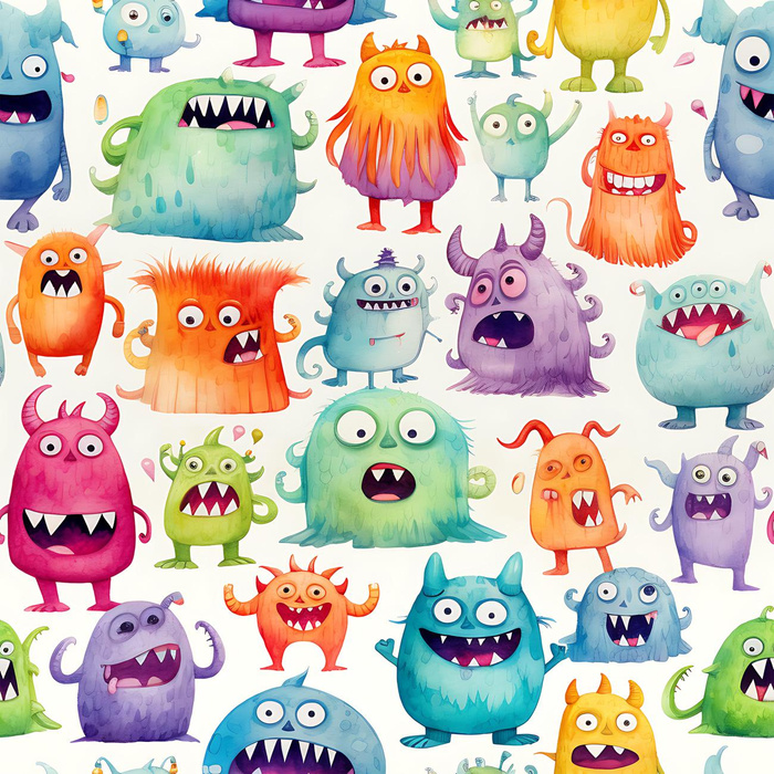 FUNNY MONSTERS PAT. 1 - Cotton woven fabric