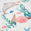 DOLPHINS pat. 3 (MAGICAL OCEAN) / white - Waterproof woven fabric