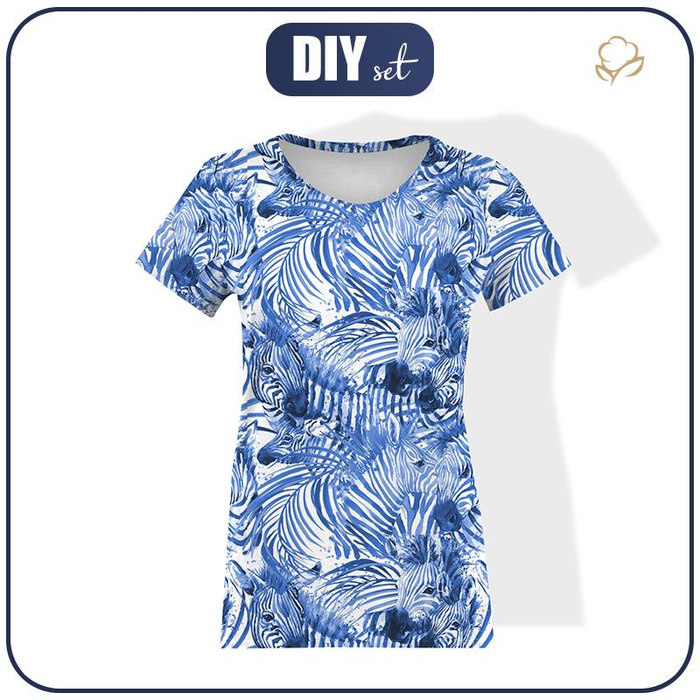 DÁMSKÉ TRIČKO - ZEBRY (CLASSIC BLUE) - single jersey XXL