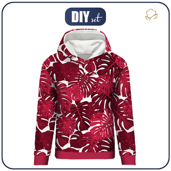 DÁMSKA MIKINA (POLA) CLASSIC S KAPUCÍ - MONSTERA 2.0 / viva magenta - Sada šití