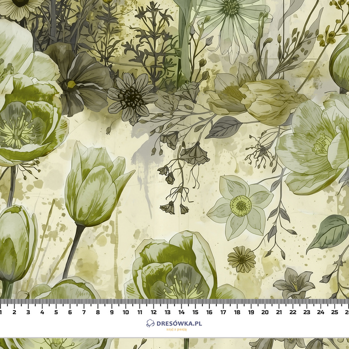 PASTEL FLOWERS WZ. 30 / lime cream - Viskose Webware