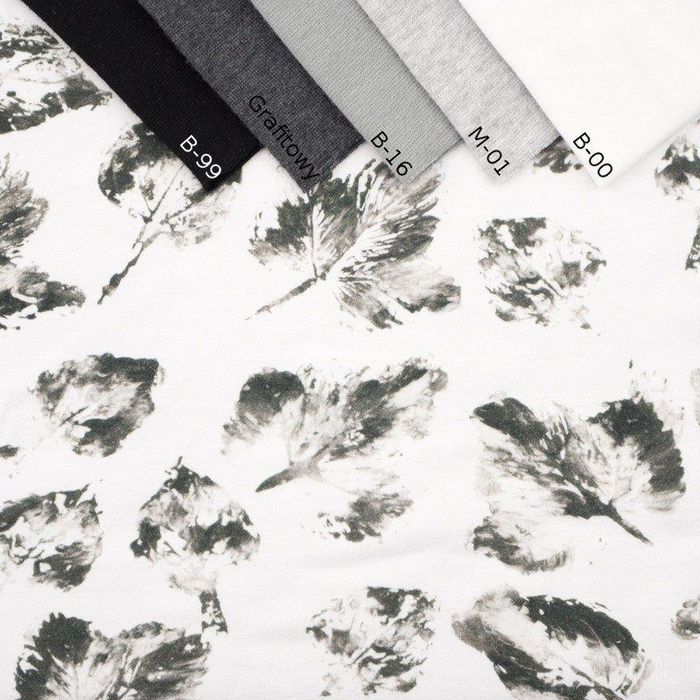 GREY LEAVES / white - looped knit SP250