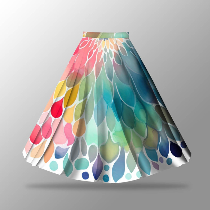 WATERCOLOR FLORAL WZ. 7 - skirt panel "MAXI"