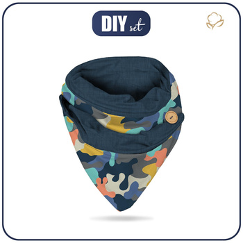 BUTTON SCARF - CAMOUFLAGE COLORFUL pat. 2 - sewing set