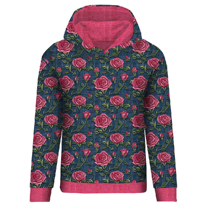 BLUZA DAMSKA "POLA" (XXXL) CLASSIC Z KAPTUREM - FLOWERS 3D WZ. 10 - zestaw do uszycia