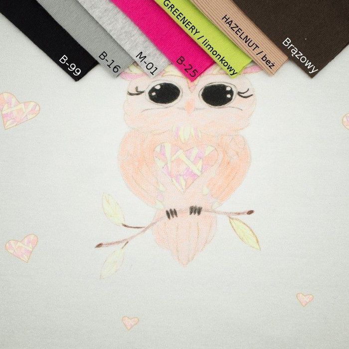 OWL / Hearts -  panel looped knit 