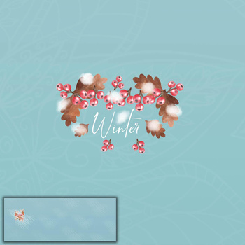 EICHENBLÄTTER / VOGELBEERE (WEIHNACHTSRENTIERE) - panoramisches Paneel (60 x 155cm)